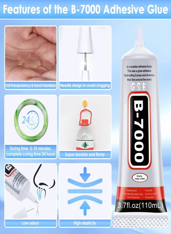 Cludoo B7000 Rhinestones Glue for Crafts, 110ML Glue of Diamond Jewelry 3.7fl.oz Clear B-7000 Super Jewelry Glue Transparent Industrial Adhesive for Fabric Phone Repair Jewelery Making Crystal Gem - Image 3